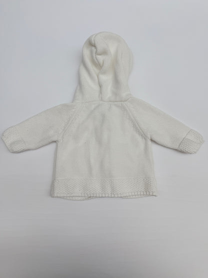 Beba Bean Ivory Knit Hooded Cardigan 0-3M
