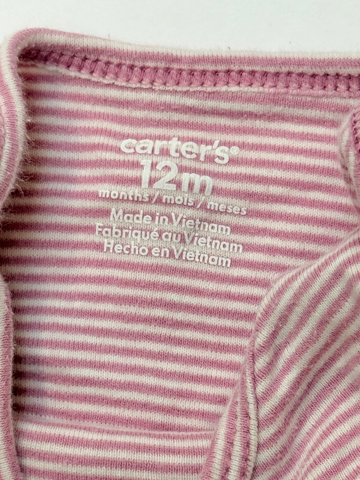 Carter's Pink Striped Long Sleeve Bodysuit 12M