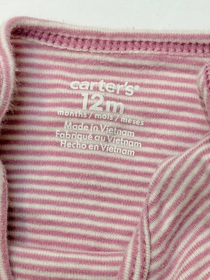 Carter's Pink Striped Long Sleeve Bodysuit 12M