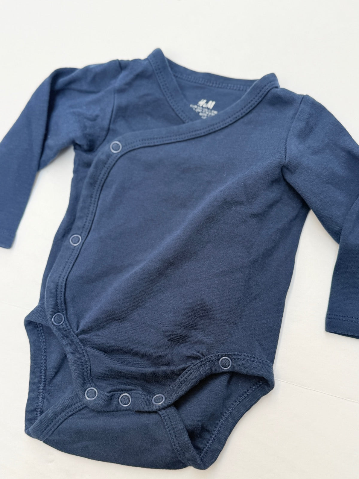 H&M Navy Side-Snap Bodysuit 1-2M