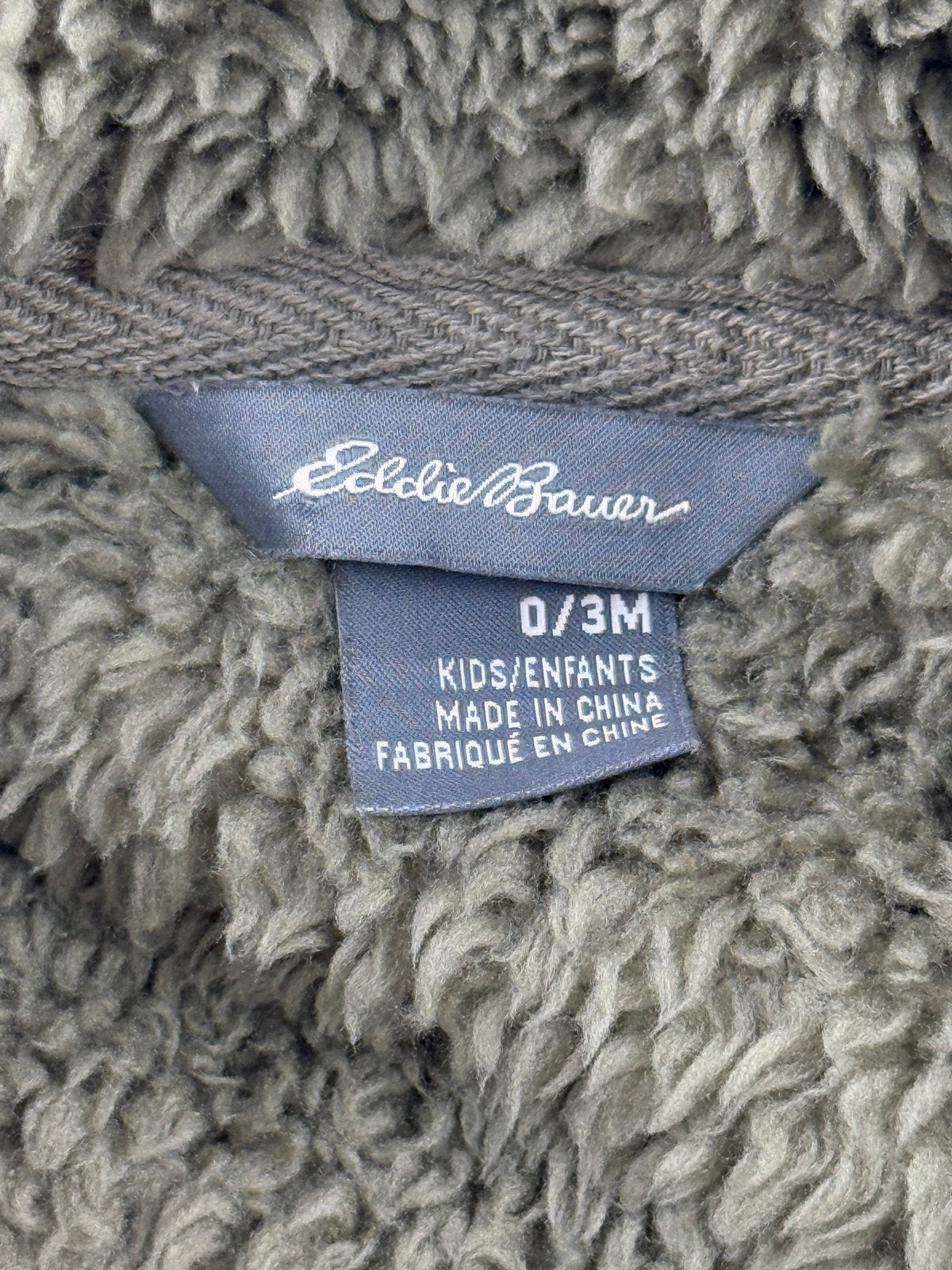Eddie Bauer Olive Sherpa Bear Ear Jacket 0/3M