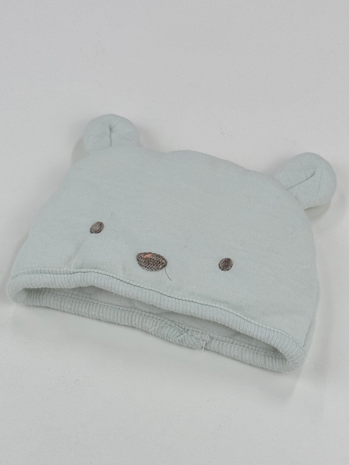 Pale Blue Bear Ears Baby Hat 0-3M