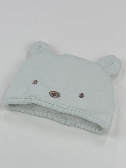 Pale Blue Bear Ears Baby Hat 0-3M