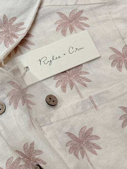 NWT - Rylee + Cru Palm Tree Button-Up Shirt 10-12