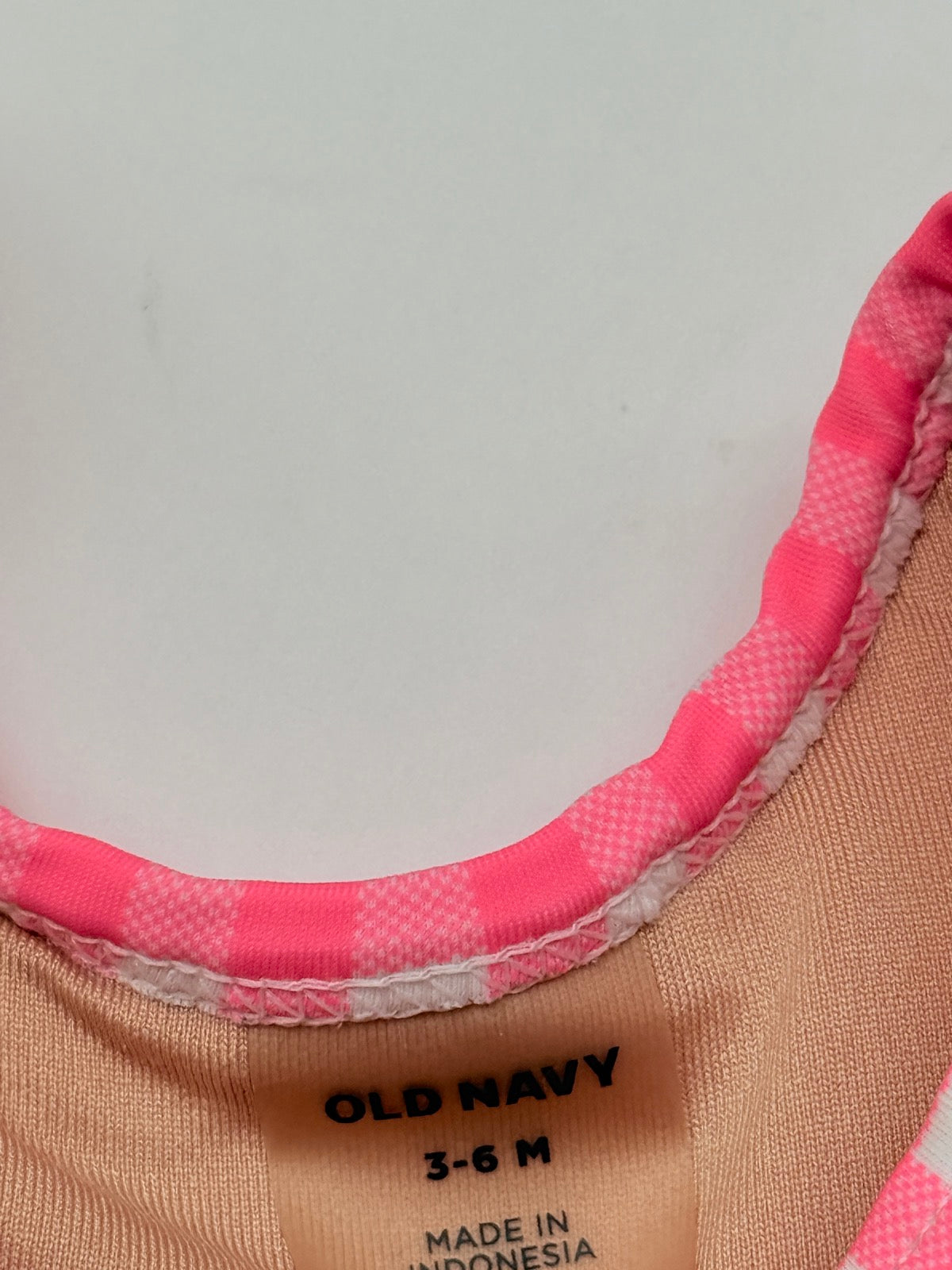 Old Navy Pink Gingham Ruffle One-Piece 3-6M