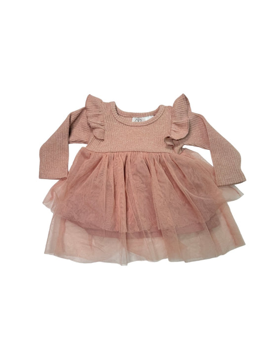 Zara Pink Ribbed Tulle Dress 3-6M