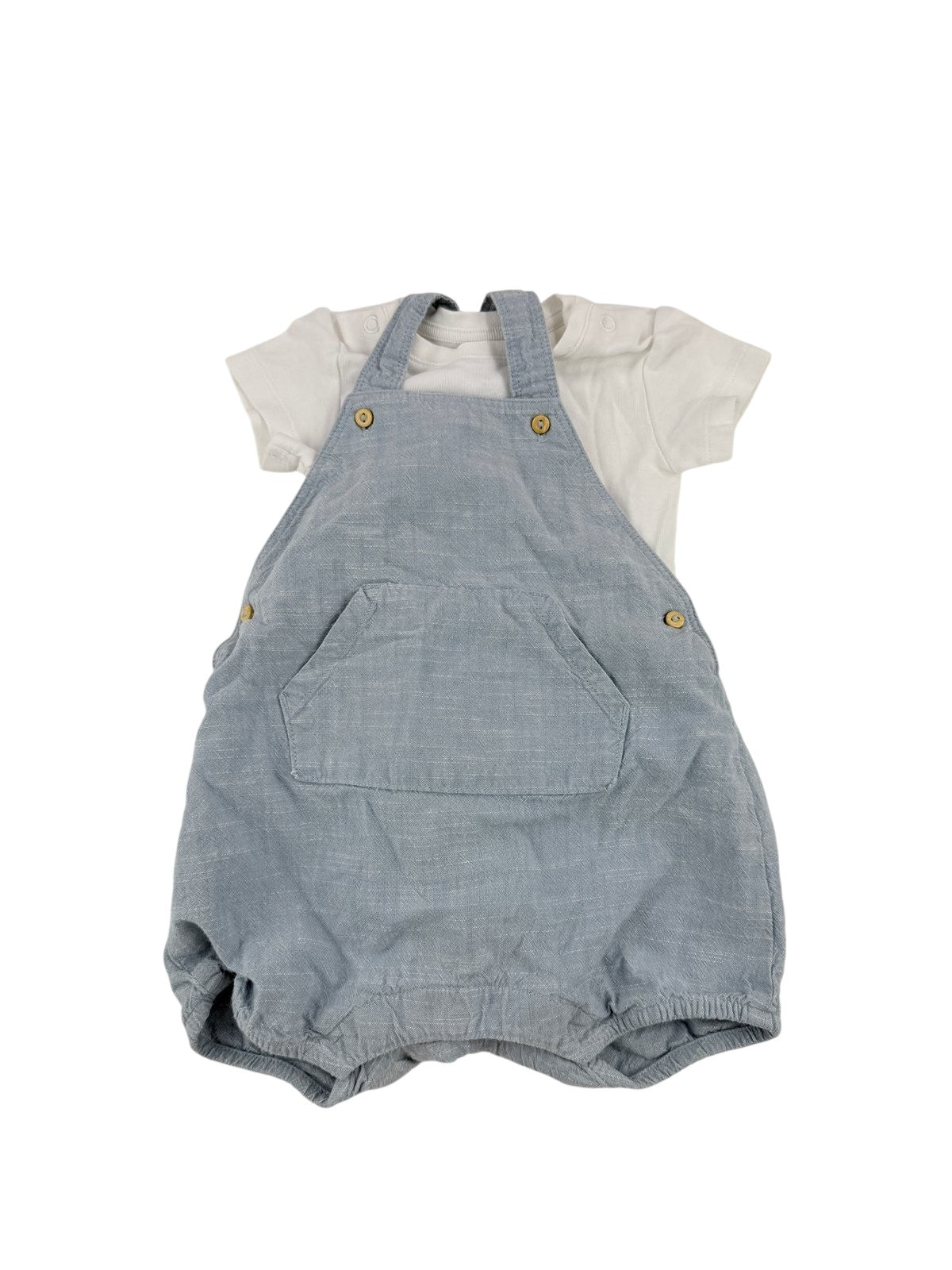 H&M Chambray Overalls and Bodysuit Set 4-6M