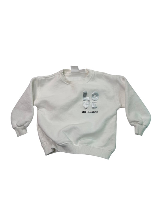 Zara Love Is Awesome White Sweatshirt 18-24M