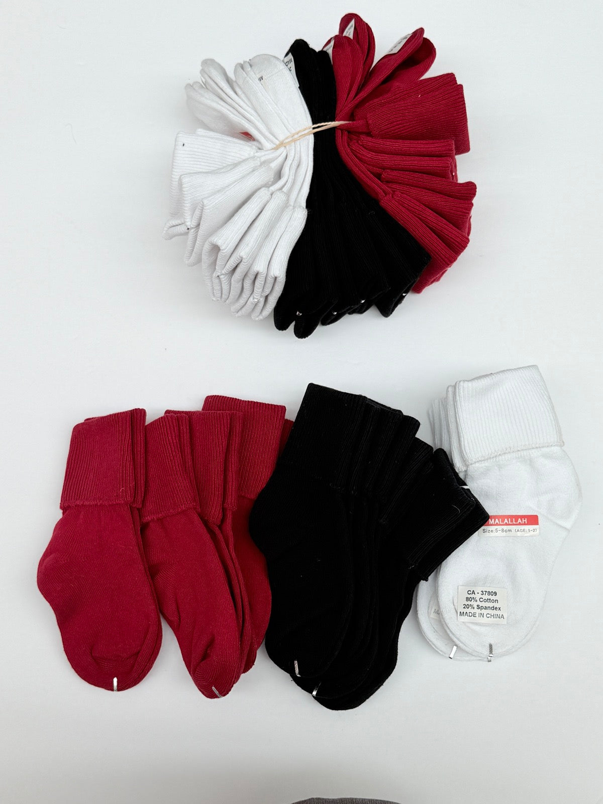 New 12 Pack Baby Socks 3-Color Set Age 1-2