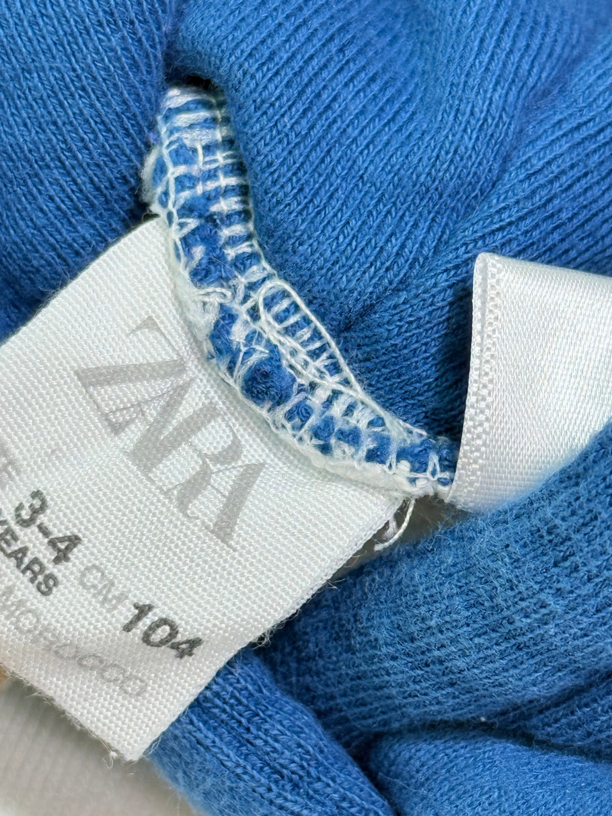 Zara White Blue Hoodie Sweatshirt 3-4Y