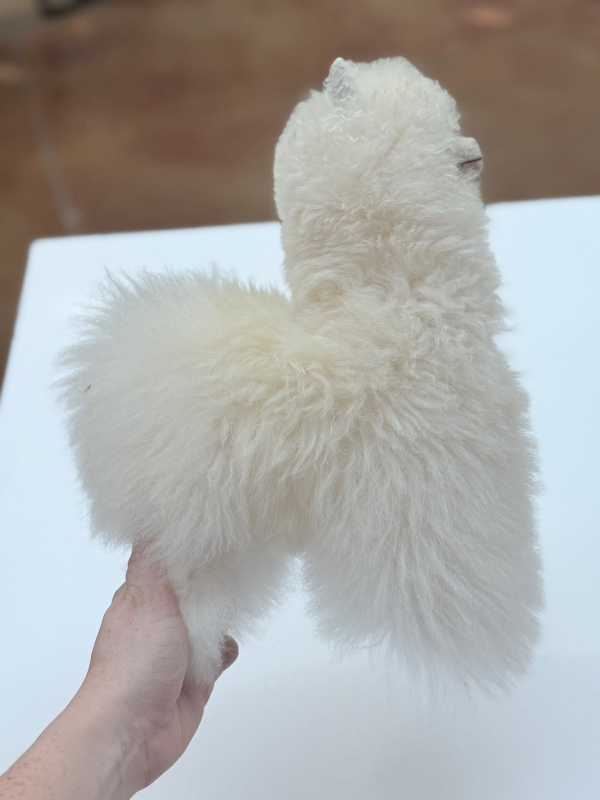 Soft Real Alpaca Fur White Fluffy Llama Stuffed Animal
