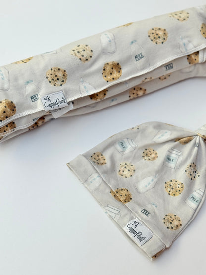 Copper Pearl Milk & Cookies Swaddle Hat Set NB