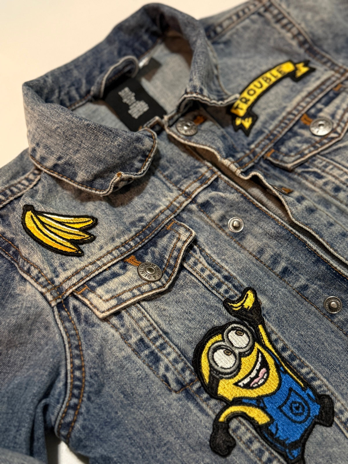 H&M Minions Denim Jean Jacket Trouble 7-8Y