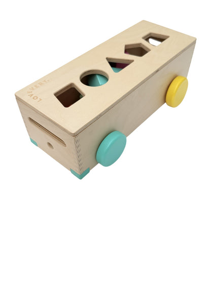 Large Lovevery Wooden Wagon Shape Sorter Block Set