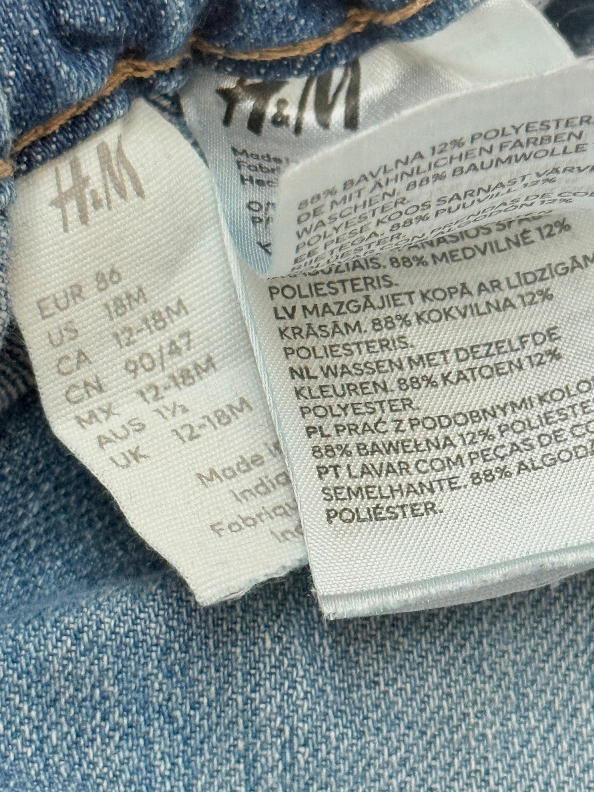 H&M Denim Jeans Size 12-18m