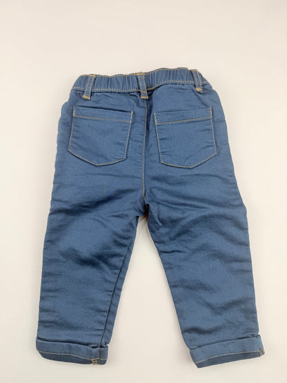 Blue Pull-On Jeans with Cuffed Hems