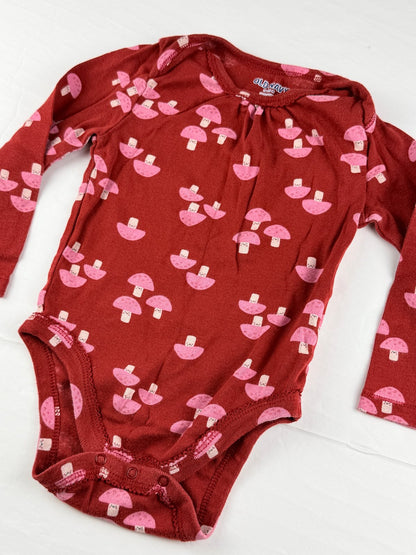 Old Navy Mushroom Print Long Sleeve Bodysuit 18-24M