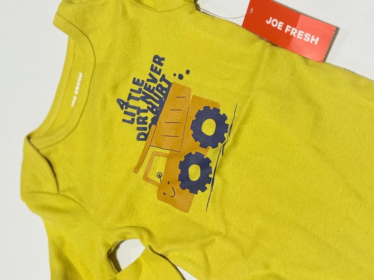 NWT - Joe Fresh Dump Truck Bodysuit 0-3M