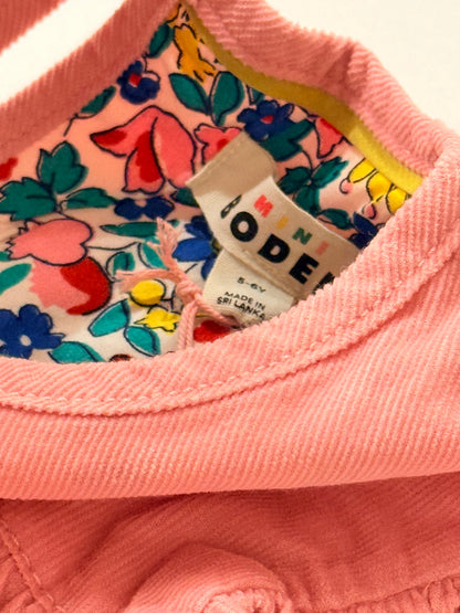Mini Boden Pink Corduroy Heart Pocket Dress 5-6Y