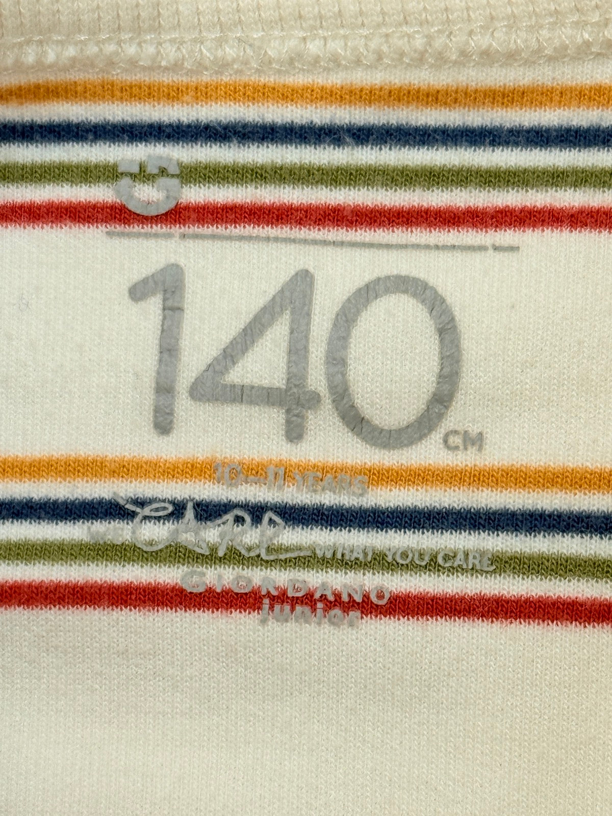 Giordano Junior Striped Long Sleeve T-Shirt Size 10