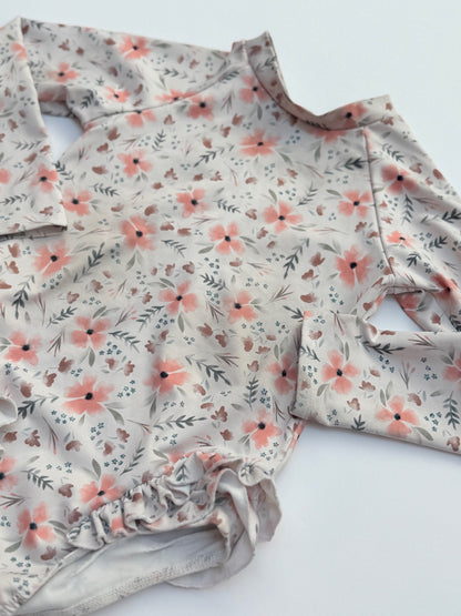 Floral Long Sleeve One-Piece Swimsuit Girls