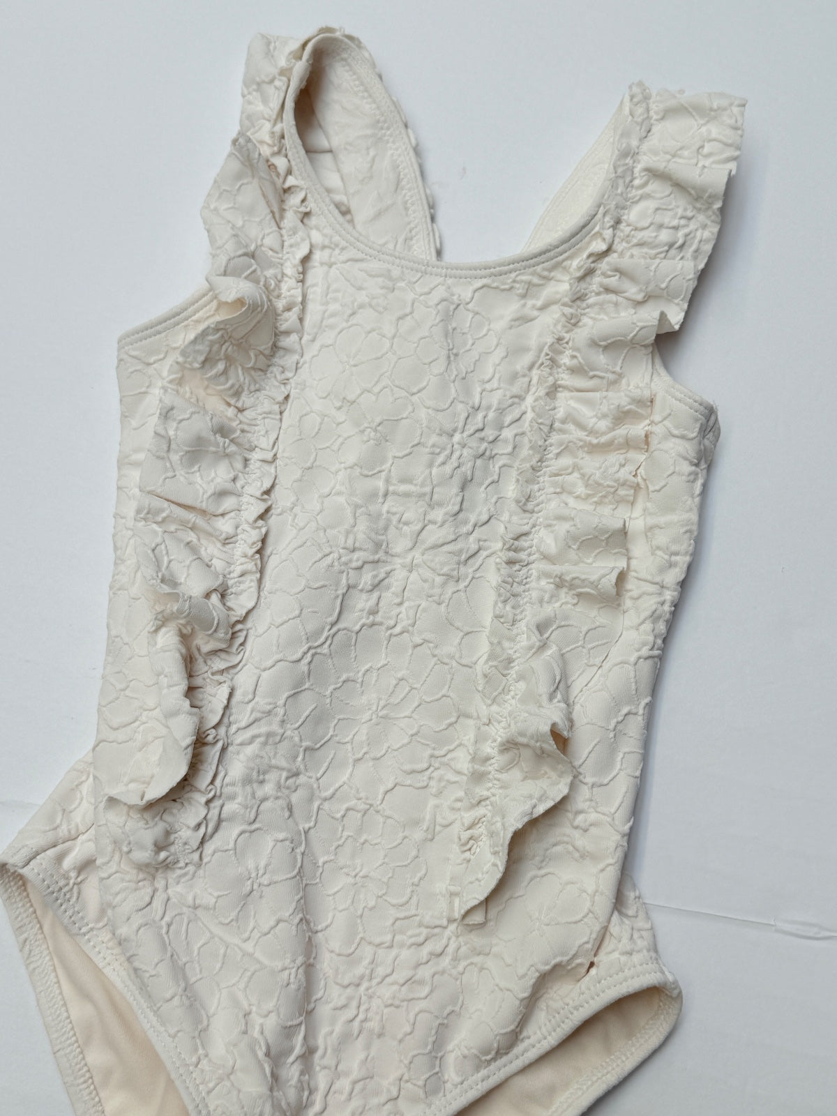 H&M Adorables Cream Ruffle Swimsuit Size 5T/6