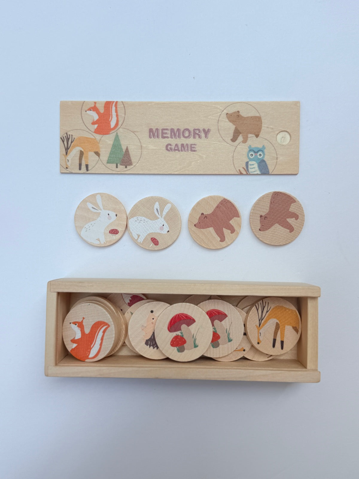 Woodland Animals Memory Game Wooden Tiles