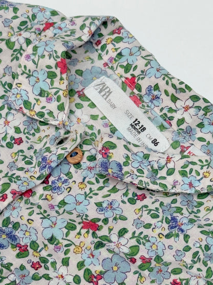 Zara Baby Floral Button Blouse 12-18m