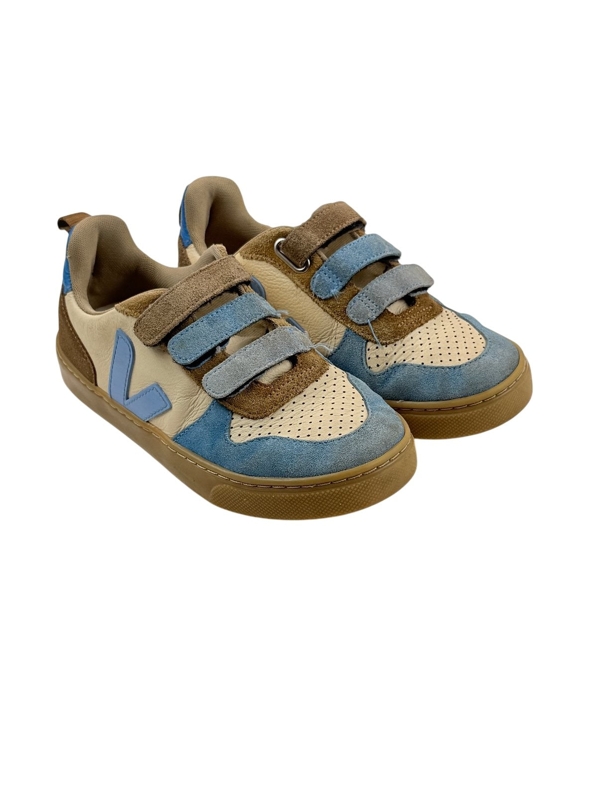 Veja Velcro Leather Sneakers Blue Cream Size 2