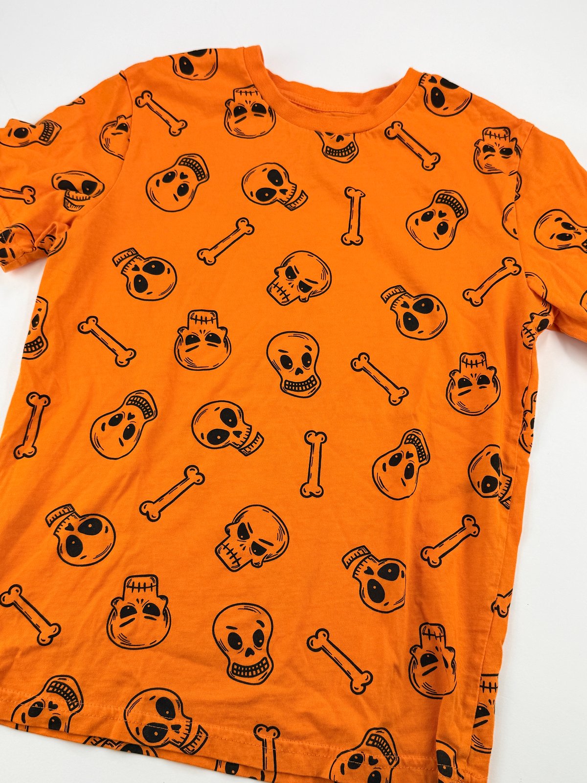 George Skull Print Orange T-Shirt Size 7-8