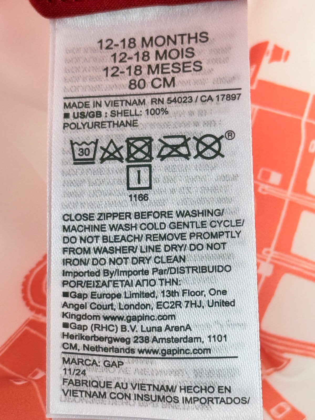 Gap Fire Truck Rain Jacket 12-18M