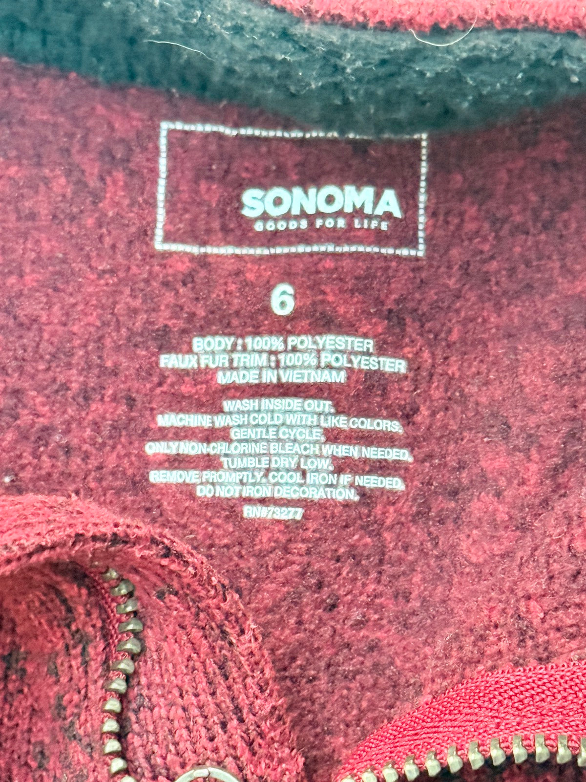 Sonoma Red Quarter-Zip Sweater Size 6