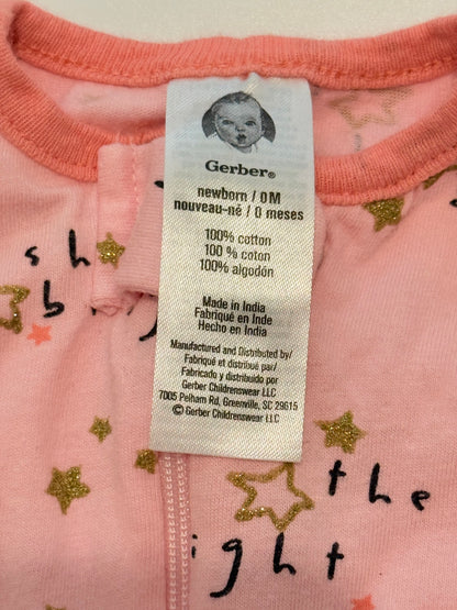 Gerber Pink Star Zip Sleeper Newborn