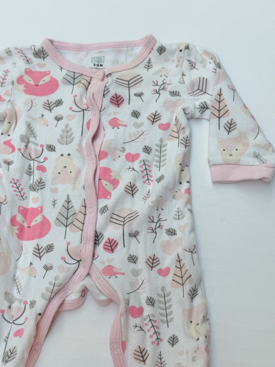 Baby Mode Fox Print Footed Sleeper 3-6M