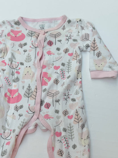 Baby Mode Fox Print Footed Sleeper 3-6M