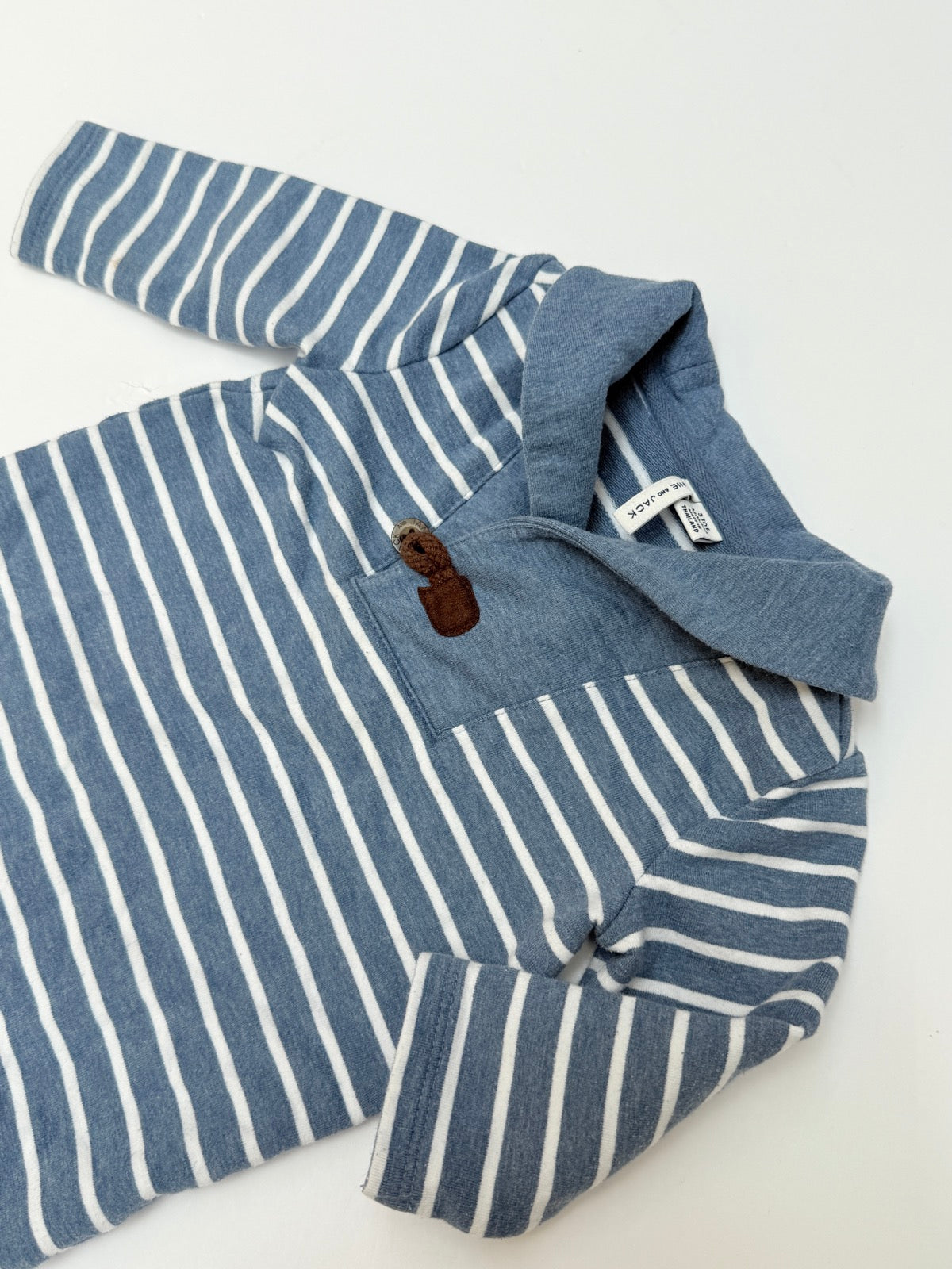 Janie and Jack Blue Stripe Romper 3-6M