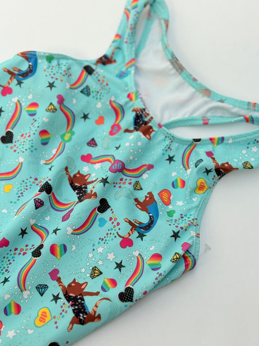 Girl Power Sport Rainbow Romper Size 5 6