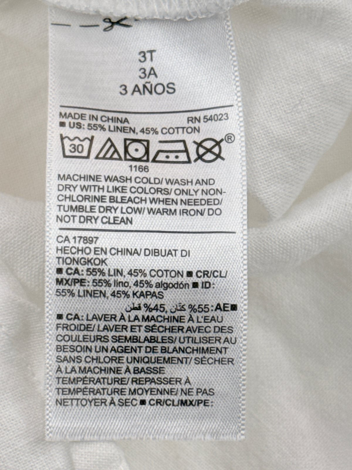 Old Navy White Linen Blend Shirt 3T