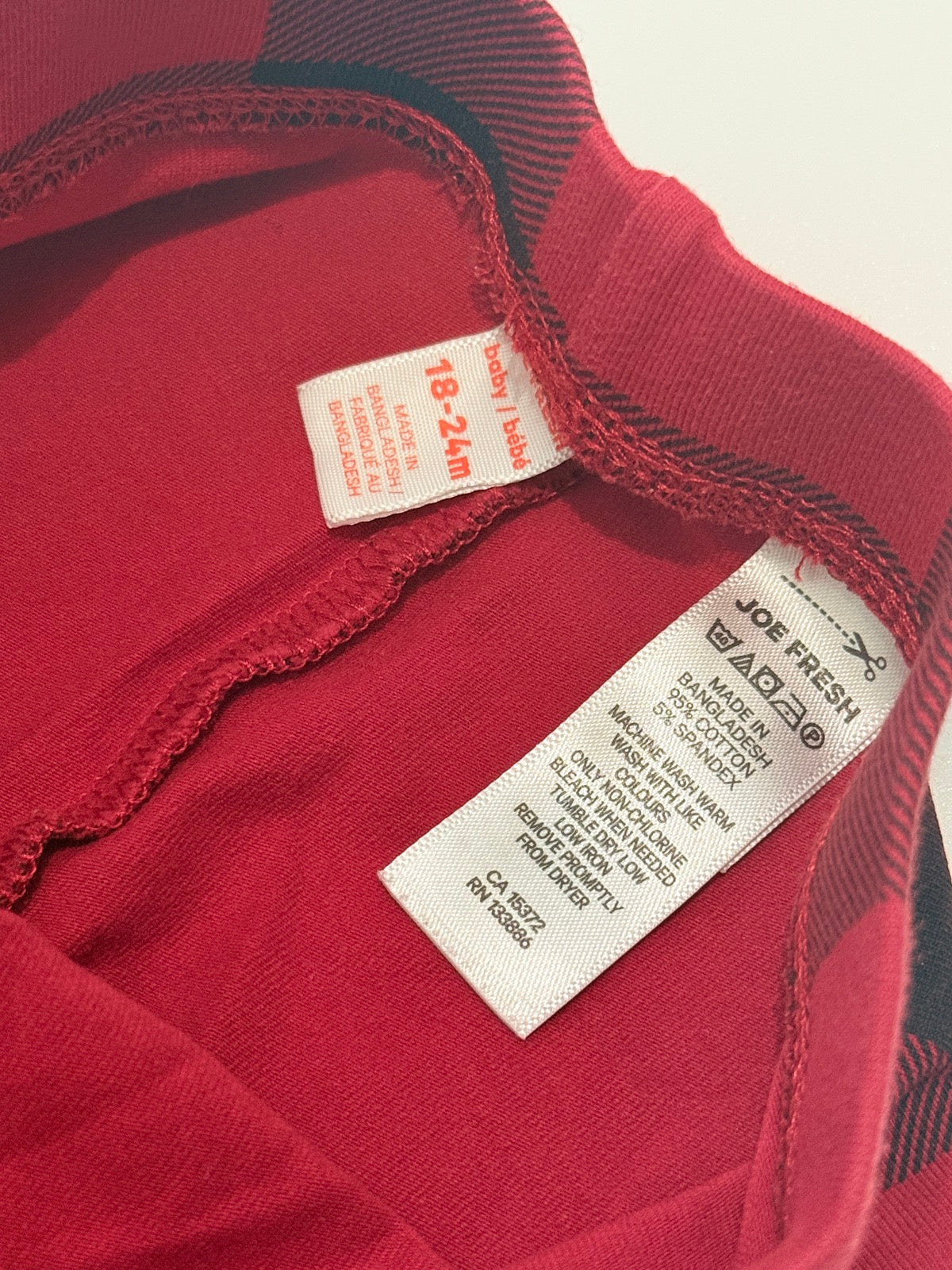 Joe Fresh Buffalo Plaid Leggings 18/24M