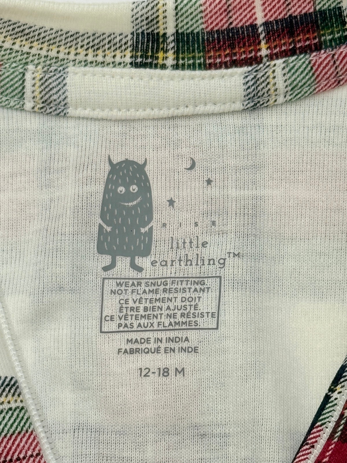 NWT - Rise Little Earthling Plaid Footed Sleeper 12-18M
