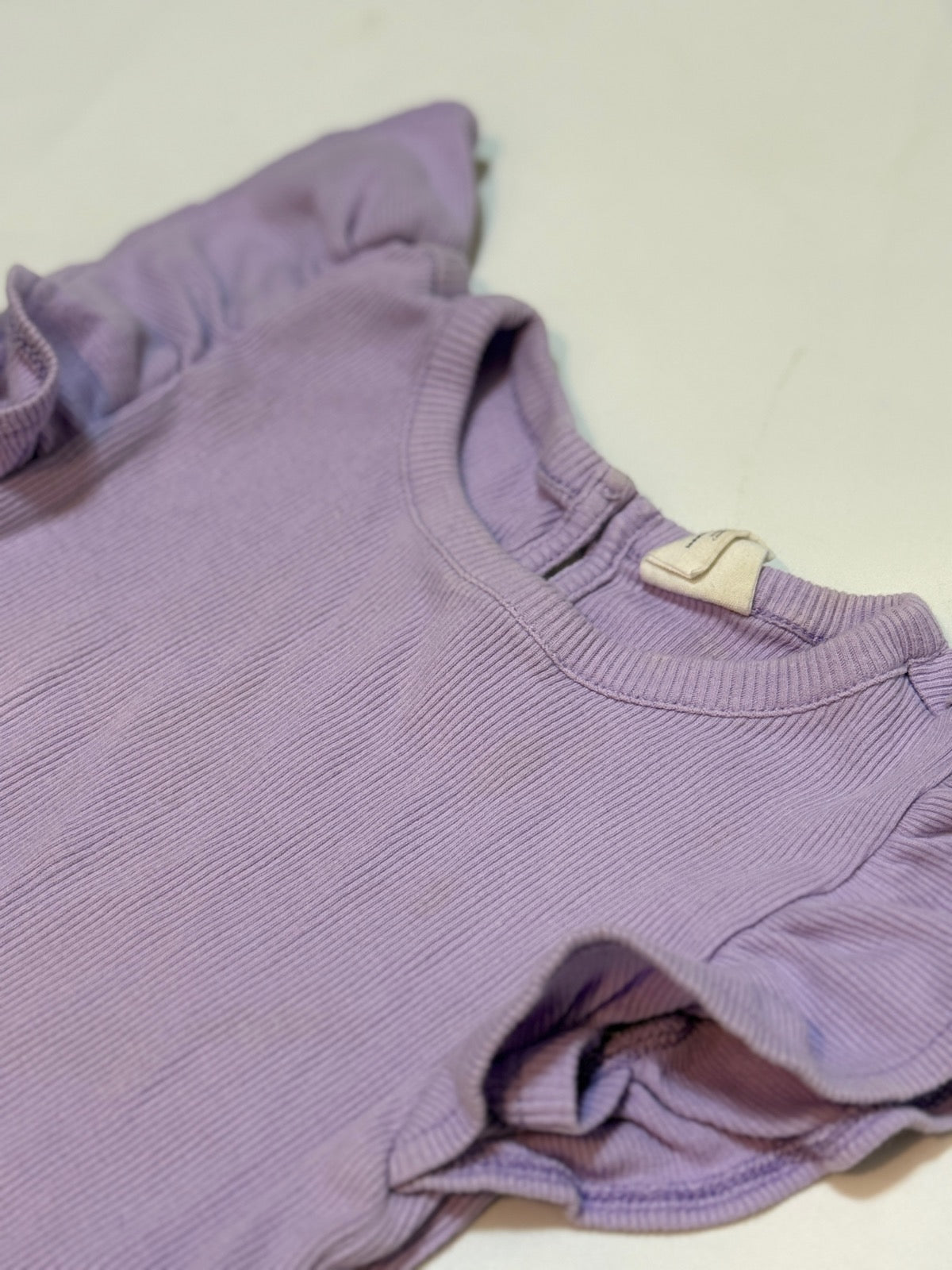 Gap Lavender Ruffle Sleeve Ribbed Top 3T