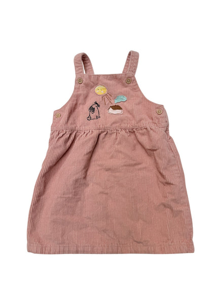 M&S Pink Corduroy Bunny Dungaree Dress 18-24M