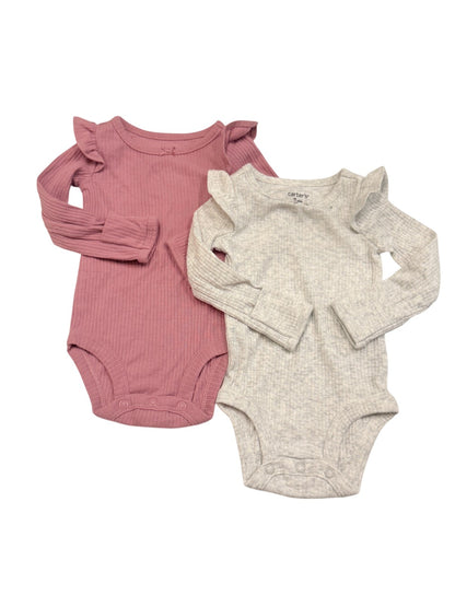 Carter's Ribbed Ruffle Bodysuits 2-Pack 3M