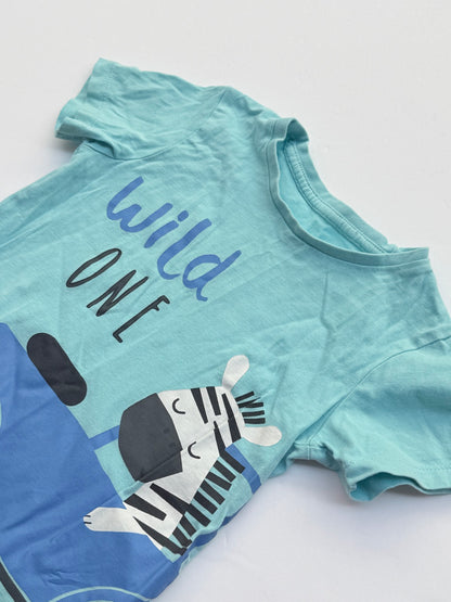 Dunnes Stores Wild One Zebra T-Shirt 2-3Y