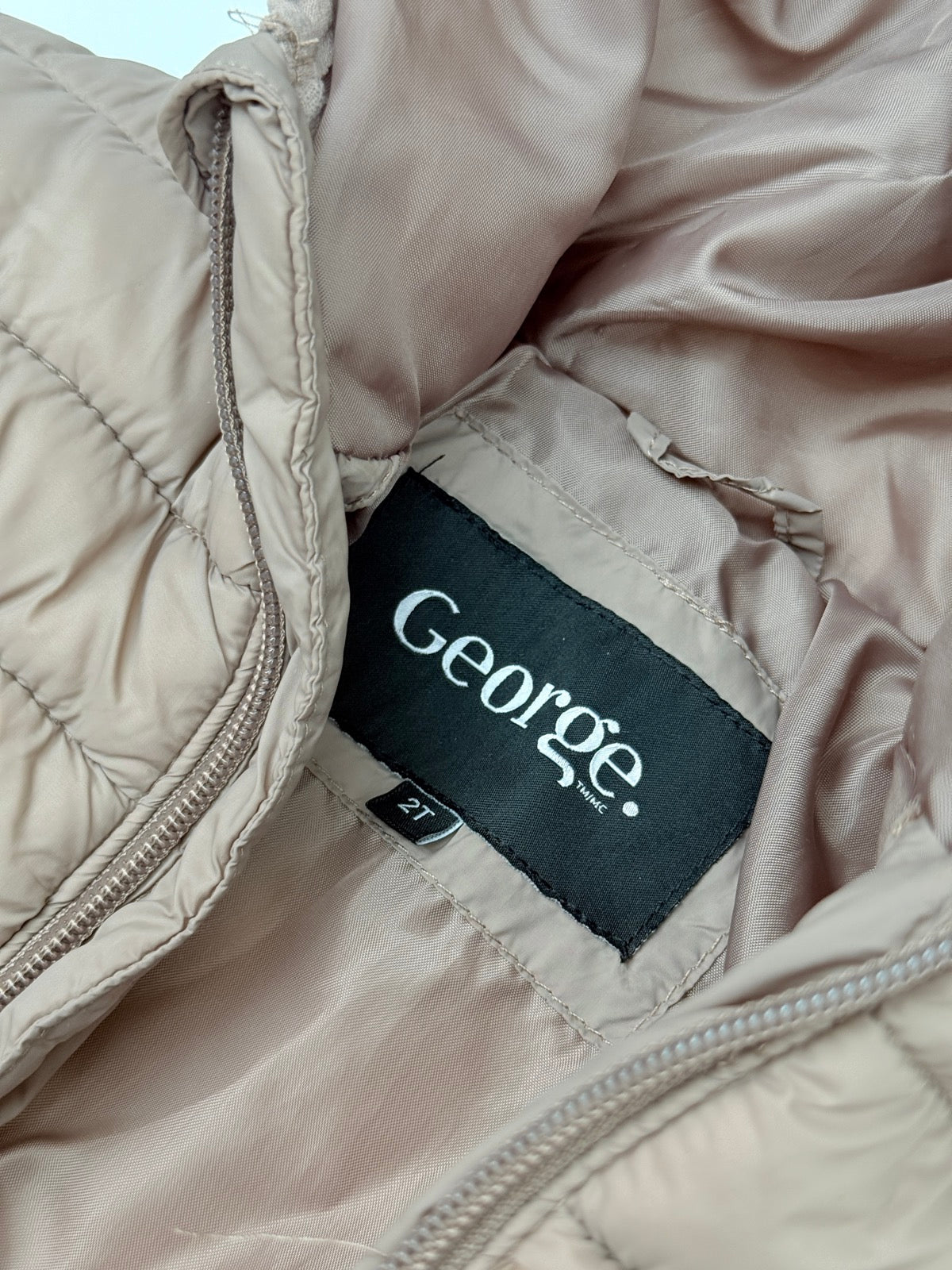 George Taupe Puffer Jacket with Hood 2T