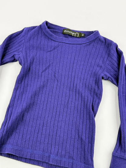 Minymo Purple Ribbed Long Sleeve Top Size 4-5Y