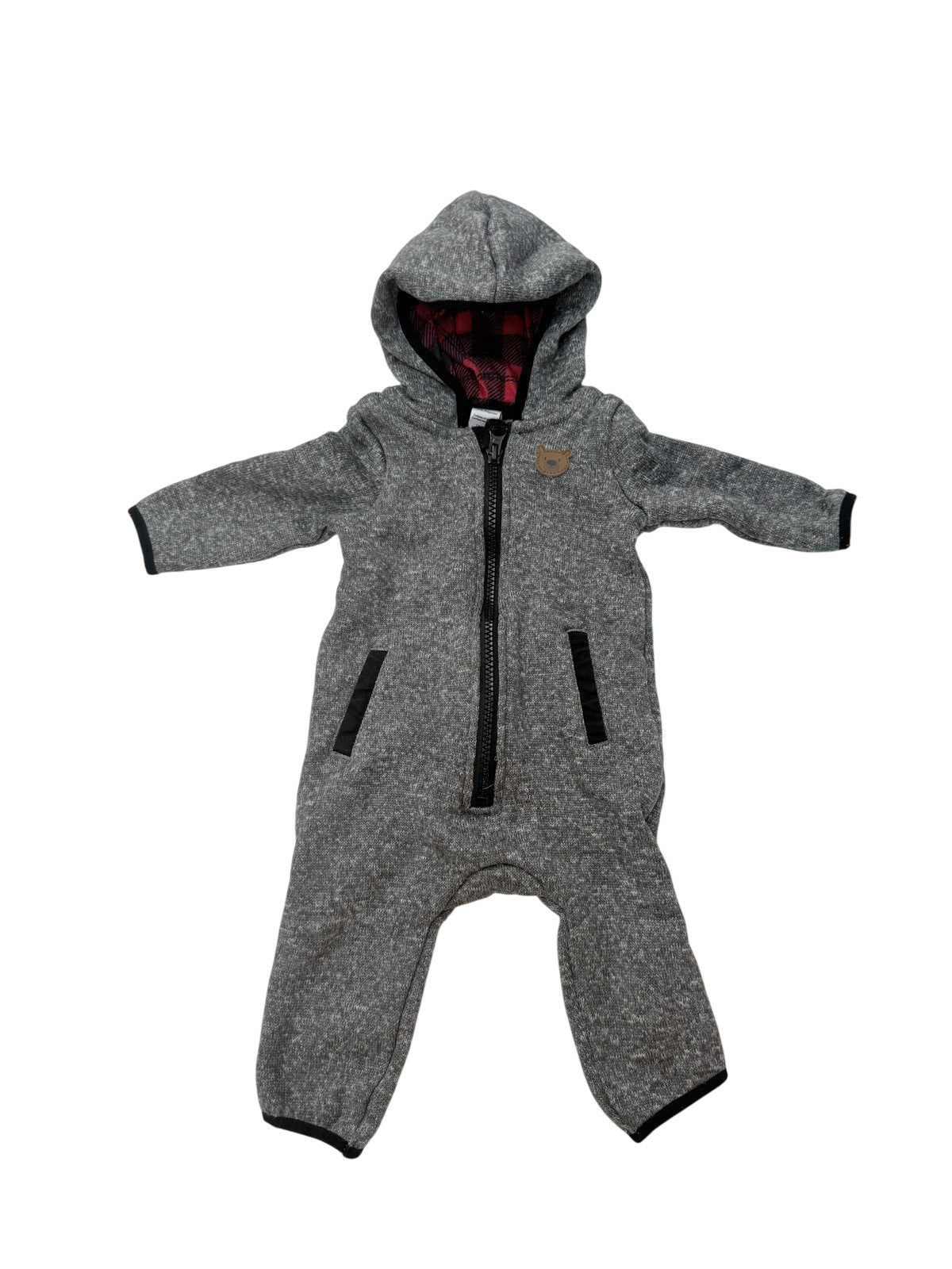 George Bear Hooded Fleece Romper 6-12M