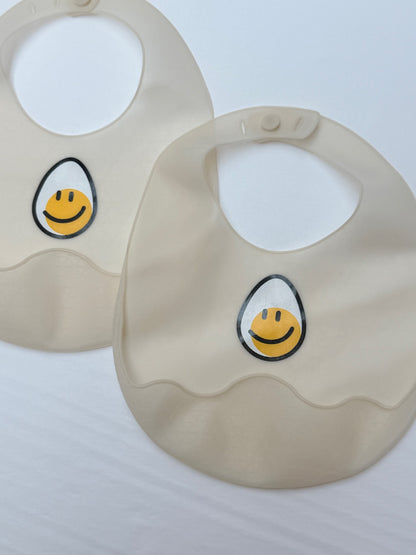 Egg Smiley Silicone Baby Bibs Set of 2
