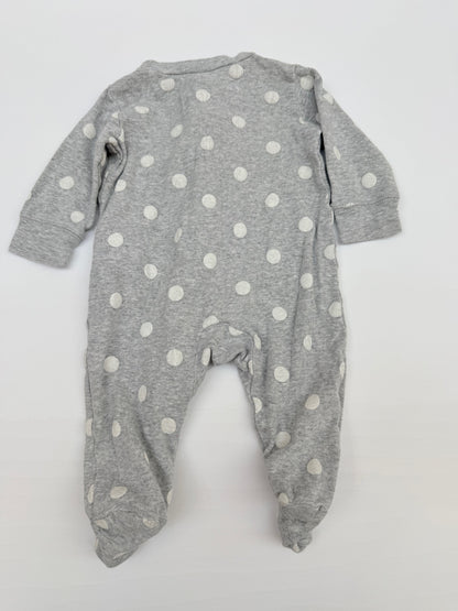 Carter's Gray Polka Dot Footed Sleeper 3M