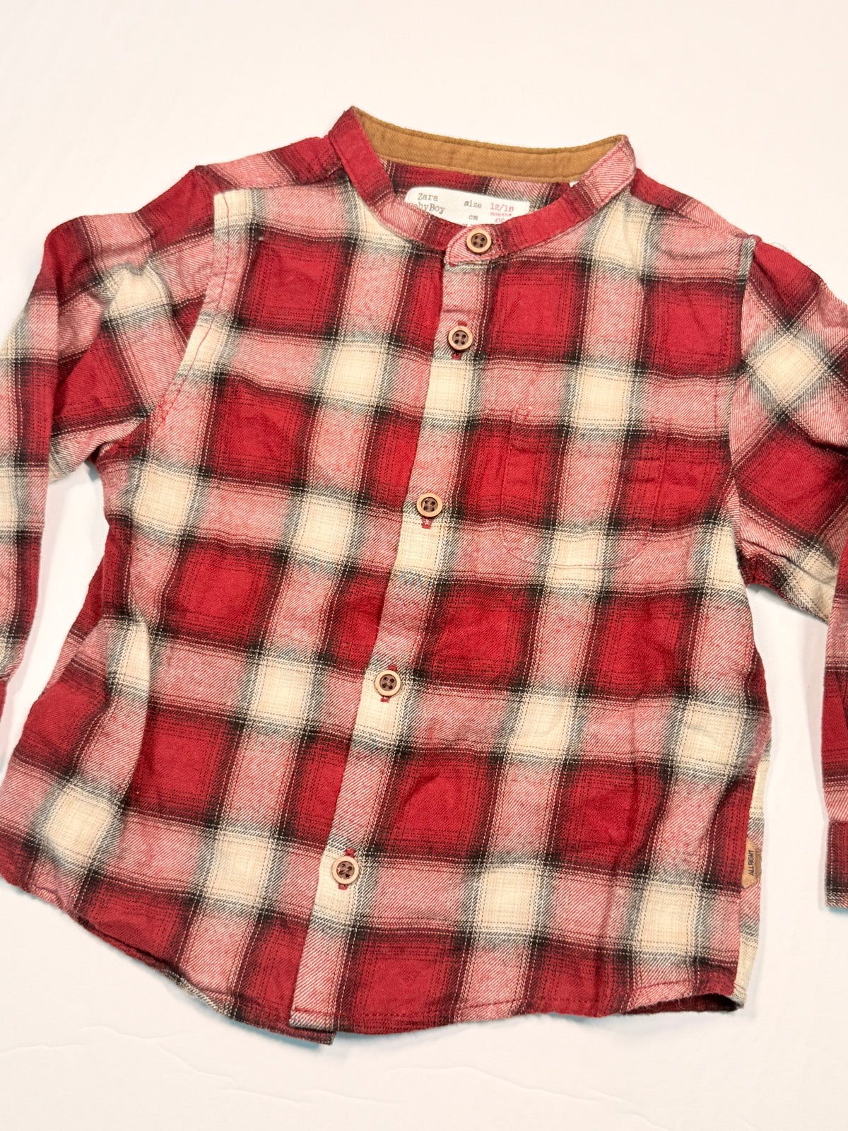 Zara Baby Boy Plaid Flannel Shirt 12/18M